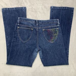 Vintage Southpole Flared Jeans Women Size‎ 11 Rhinestone Mid Rise 30"  Y2K